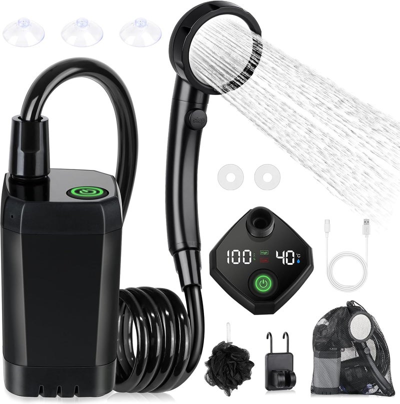 Spopal Portable Shower for Camping, [Long-Lasting] 6000mAh Rechargeable Camping Shower with Intelligent LED Display, 4 Spray Modes, IPX7 Waterproof Outdoor Camp Pump for Hiking, Travel, Car, Pet - Image 1